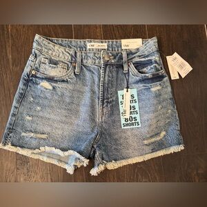 YMI Blue Jean Shorts High-Waisted Frayed Hem
